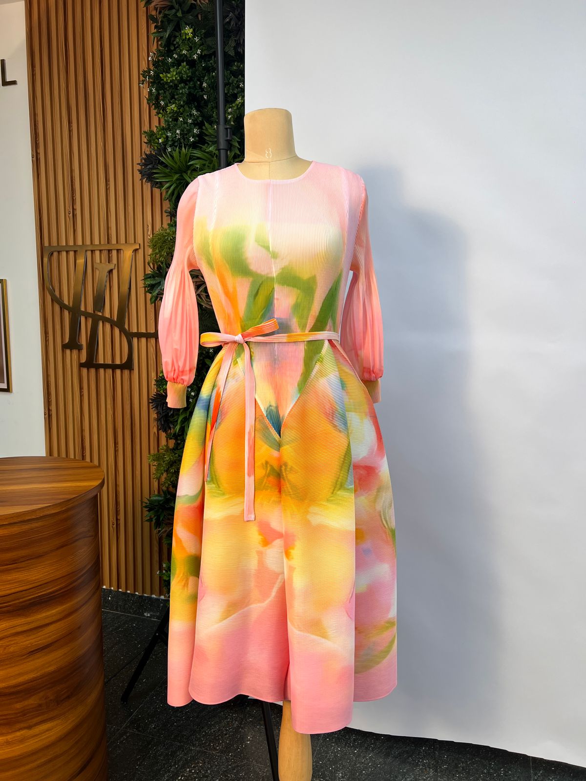Gardenia Glow Midi Dress with Soft Textured Fabric

