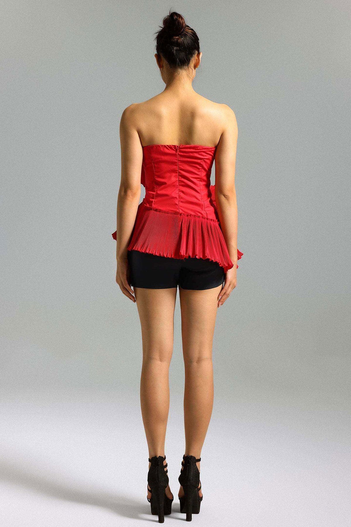 Crimson Bloom Sculpted Top