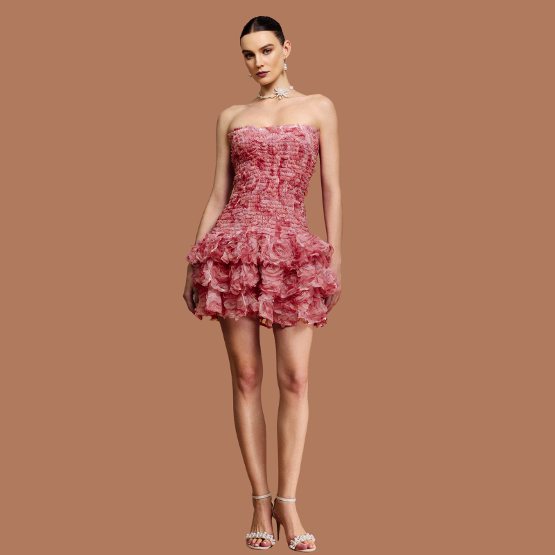 Blush Bloom Strapless Dress