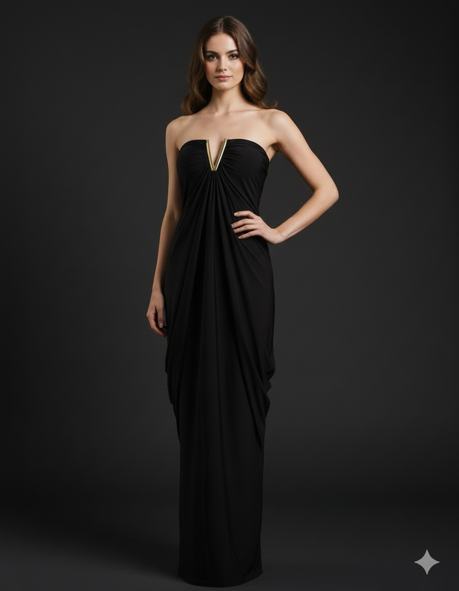 Mocha Drape Elegance Gown