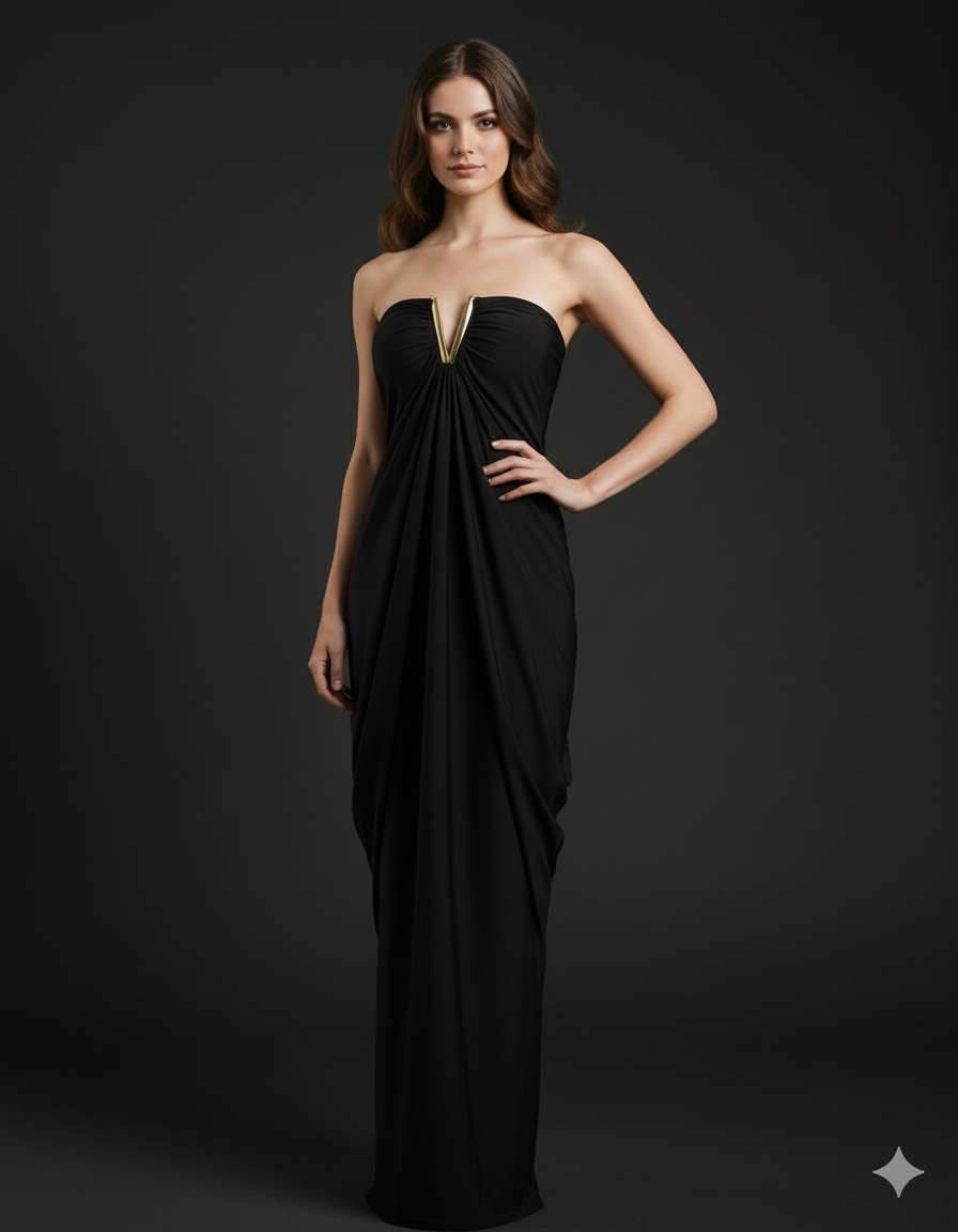 Mocha Drape Elegance Gown