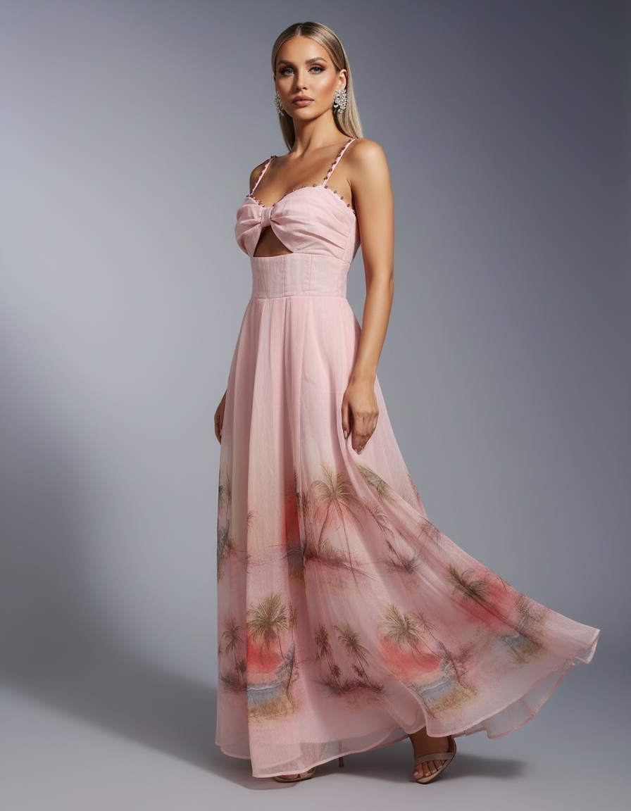Tropical Print Midi Dress