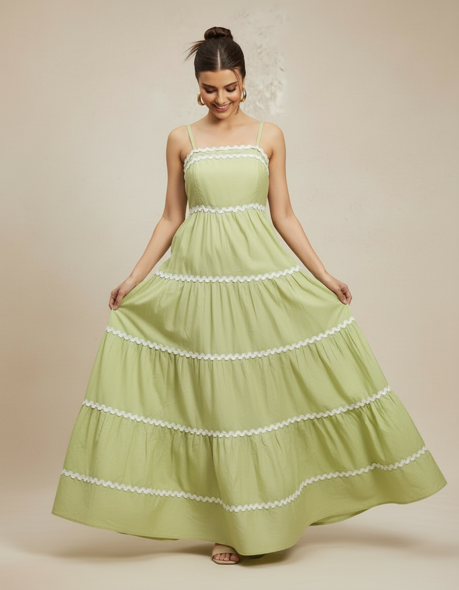 Mint Lace Tiered Maxi Dress