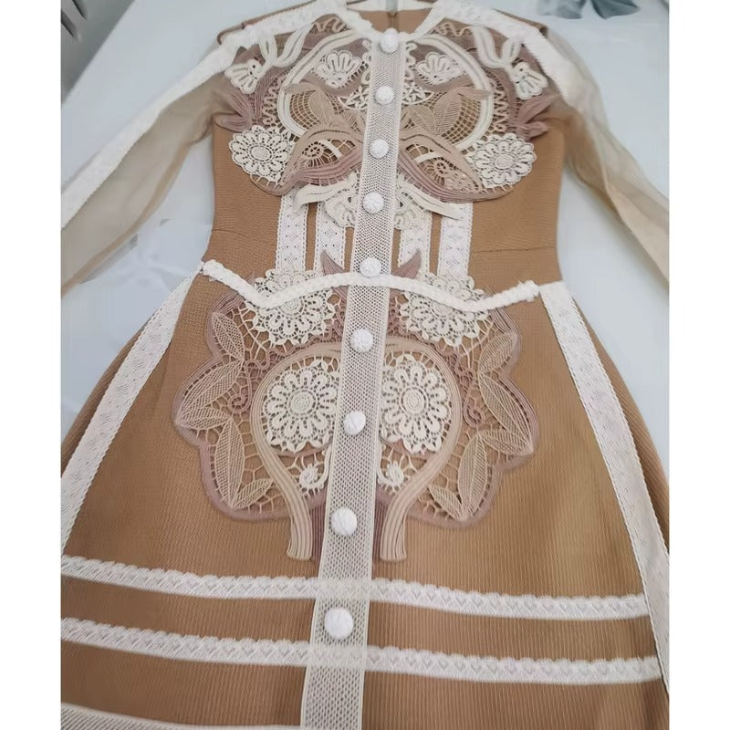 Vintage Lace Embroidered Mini Dress