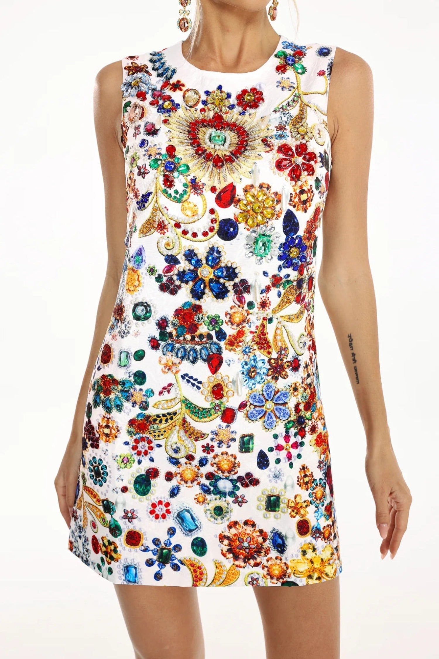 Luxury Baroque Jewel Print Mini Dress